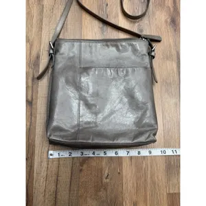 Hobo The Original Gray Leather Crossbody Bag Shoulder Purse Organizer thumbnail 10