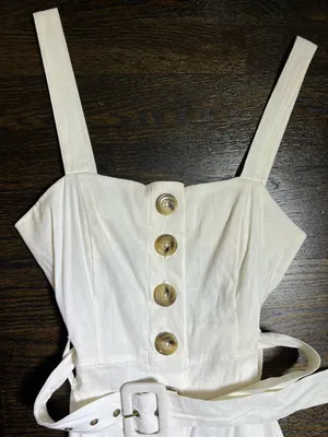 Forever 21 White Linen Blend Button Front Belted Midi Dress Small thumbnail 3