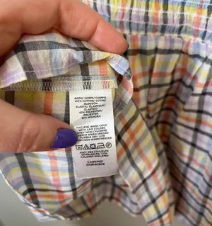 multicolor plaid smocked off shoulder baby doll top size large thumbnail 7