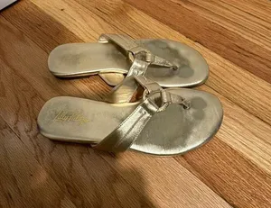 Lilly Pulitzer Mckim Wedge Sandal Gold Metallic size 6 thumbnail 1