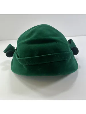 Vintage Edco Riviera Emerald Green Velour Hat with Bow Details thumbnail 6