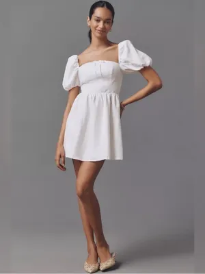Reformation Malvina Linen Dress in White 6 thumbnail 10