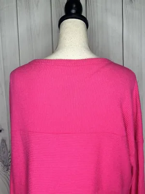Staccato Pink Multi Directional Ribbed Long Sleeve Lightweight Sweater Sz L thumbnail 8