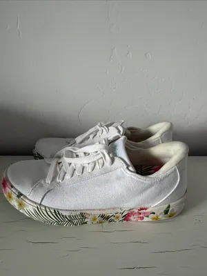 Kizik Irvine Sneakers Women’s 6.5 White Floral Tropical Hands Free Slip On Shoes thumbnail 4