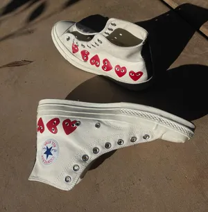 Converse Women’s Size 10 Pre loved men’s Chuck 70 High Top Comme des Garcons Play Multi Heart 9 thumbnail 3