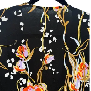 Free People‎ Bella Floral Babydoll Tunic Top Mini Dress Black V-Neck Size Medium thumbnail 8