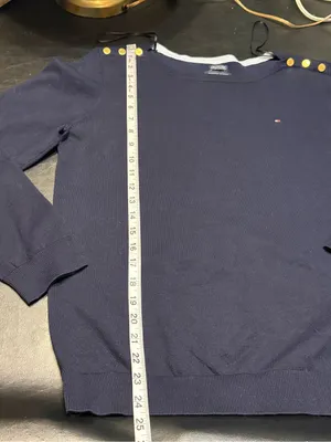Tommy Hilfiger Navy Off-the-Shoulder Sweater with Gold Shoulder Buttons XL NWT thumbnail 9