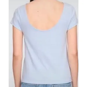 GAP Boatneck Open Back T-Shirt Serene Blue Scoop Back Short Sleeve Top XL thumbnail 2