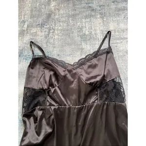 NWT! Cider Black Satin Lace Insert Ruch Front Sexy Slip Dress Size 2XL thumbnail 4