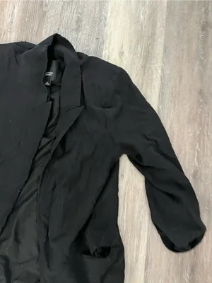 Simply Vera Wang Womens XL Black Draped Open Front Boyfriend Blazer 3/4 Sleeve thumbnail 7