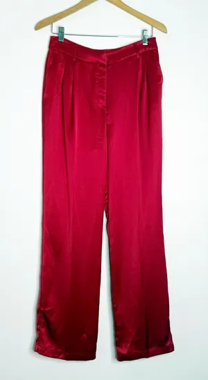 House of Harlow Satin Wide Leg Pants Raspberry Pink Size 6 High Rise thumbnail 1