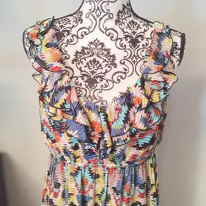 Blu Sage Women's Sleeveless Print Ruffle Dress Sz-12 thumbnail 2