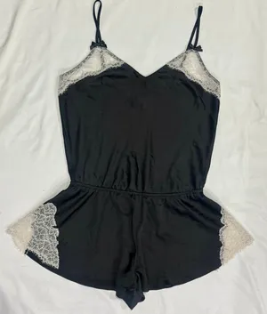 Kate Spade Dream a Little Dream Lace Romper Black Ivory Medium thumbnail 1