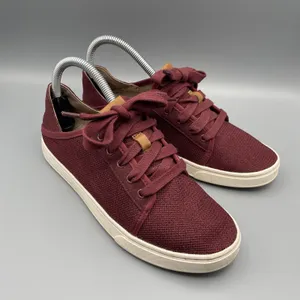 Olukai Shoes Women Size 7.5 Maroon Burgundy Knit Mesh Sneakers Coastal Pehuea Li thumbnail 3