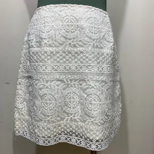 HM Lace Mini Skirt Womens Small Cream Floral Embroidered Side‎ Zip Scalloped Hem thumbnail 6