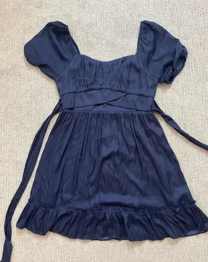 Altar'd State Dress Navy Blue Mini Ruffle thumbnail 1