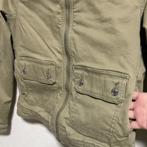 Hollister Quilted Bomber Jacket Khaki Utility Pockets Zip Front‎ Women's Small thumbnail 7