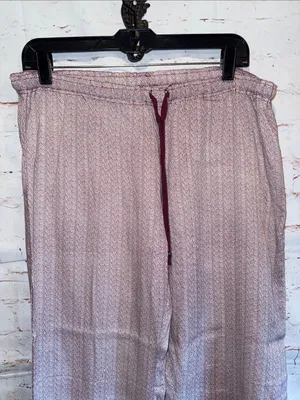 PJ Salvage Boho Pink Wide-Leg dot Printed Lounge Pants Burgundy Trim medium thumbnail 2