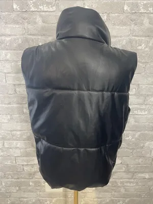 Zara Black Faux Leather Puffer Vest thumbnail 6
