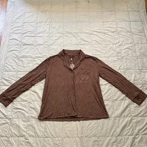 SKIMS SLEEP (A1) BUTTON UP TOP NWT WOOD xxs thumbnail 3