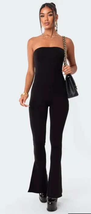 Edikted Melina Side Slits Flared Jumpsuit thumbnail 1