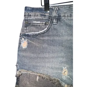 Free People Cut‎ Off Shorts Dark Wash Button Fly Distressed Women's 27 Mid Rise thumbnail 2