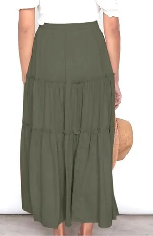 Y2k boho prairie Cottagecore green skirt size small $46 fall long skirt thumbnail 1