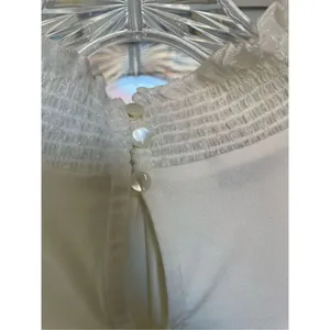 NWT Talbots Long Sleeve Metallic Sleeves Mock Neck Blouse Cream M thumbnail 4