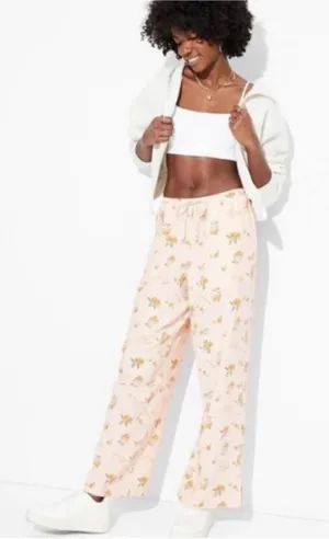 Wild fable linen blend orange print Bella Via wide leg pull on pants‎ pink XXS thumbnail 1
