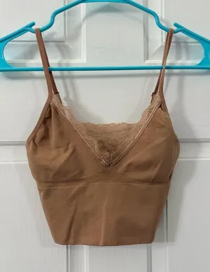 Forever 21 Lace-Trim Brami Crop Top - Brown thumbnail 1
