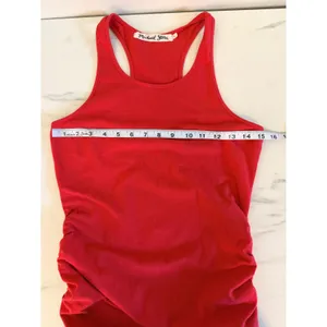 Michael Stars Red Ruched Racerback‎ Midi Bodycon Dress 9579 Womens Large thumbnail 7