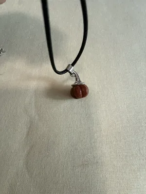 Goldstone Pumpkin Pendant Necklace on Black Cord thumbnail 2