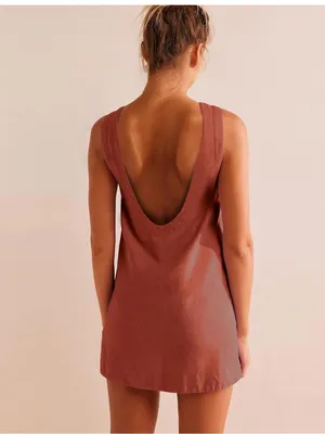 Backless Mini Dress in Rust Red — Women Size XS thumbnail 4