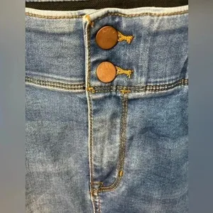 APT 9 Denim Jean Pencil Skirt Pockets‎ Slit Stretch Whiskered Blue Wash Sz 12 thumbnail 4