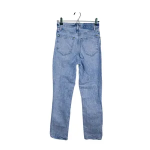 Abercrombie Curve Love 90s Straight High Rise Jeans Size 26 (2) Blue Distressed thumbnail 3