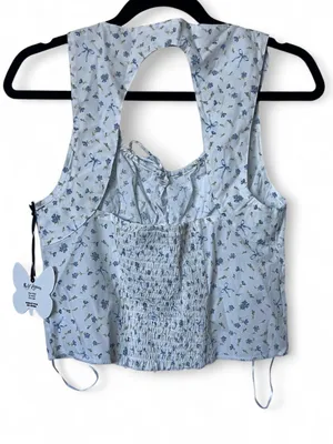 White Floral Coquette Sleeveless Tank Top thumbnail 4