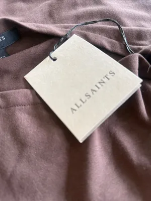 NWT AllSaints Rita Boat Neck Long Sleeve Top Medium BITTER BROWN thumbnail 8