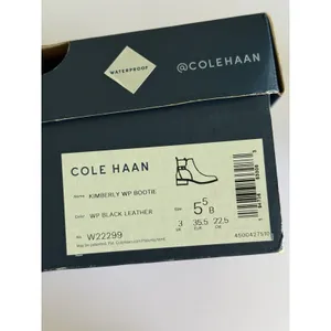 Cole Haan NIB‎ Kimberly Boots Women's Size 5.5 B Black Leather Waterproof Bootie thumbnail 6