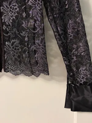 Cache vintage sheer lace cardigan size medium whimsigoth dark floral *flaw thumbnail 7
