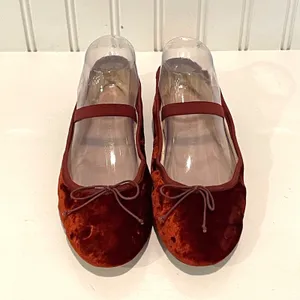 Loeffler Randall Ballet Flat Womens 8 Rust Velvet Mary Jane Bow Leonie Shoes thumbnail 2
