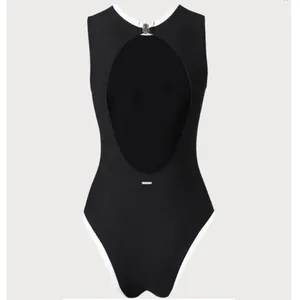 BERLOOK Contrast Round Neck Backless One-Piece Swimsuit 69 thumbnail 8
