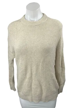 Aritzia Wilfred Cream Wool Waffle Knit Mock Neck Long Sleeve Sweater Top Size XS thumbnail 1