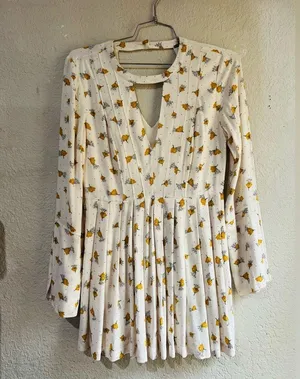 Free People Teagan Floral Mini Dress Cut Out Yellow Floral Bell Sleeve Boho 10 thumbnail 2