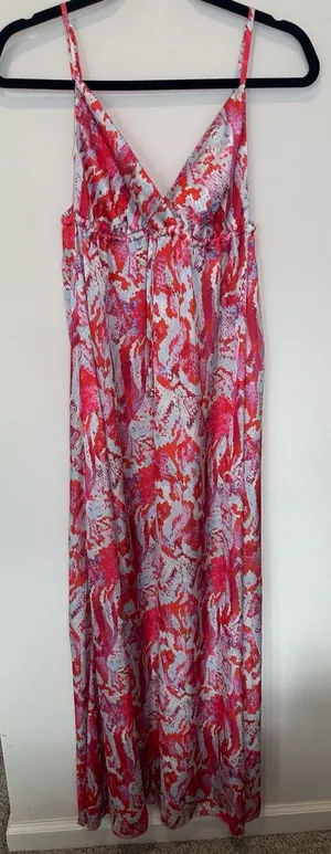 Pilyq Maxi Dress Size M/L Red Print Sleeveless V-Neck thumbnail 1