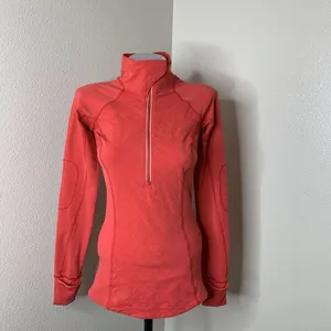 Lululemon Toasty Tech Quilted Elbow Love Red Coral 1/2 Zip Jacket Coat Sz 2 thumbnail 3