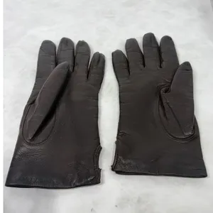 Vintage Dark Brown Leather Gloves Knit Lined Small Medium Winter Classic Brown thumbnail 2