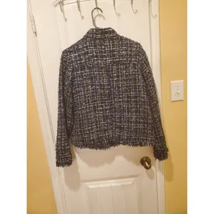 Apt 9 Blue Metallic Tweed Dressy Jacket New Women Size L Zip Snap Office thumbnail 8