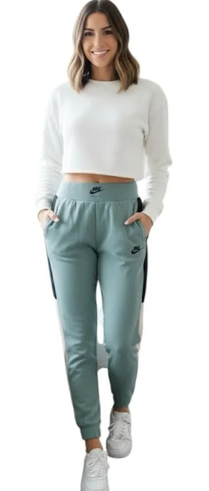 Nike Air Women's Cyan Heather Colorblock Jogger Pants Sweats Size XS thumbnail 1