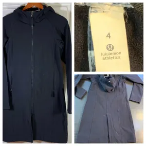 Lululemon Soft Shell Black Hooded Full Zip Long Jacket Coat Womens‎ 4 Minimalist thumbnail 13