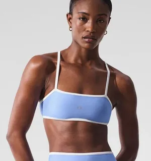 Alo Yoga Airlift Charger Bra Crystal Clear Blue/White XXS New RARE thumbnail 1